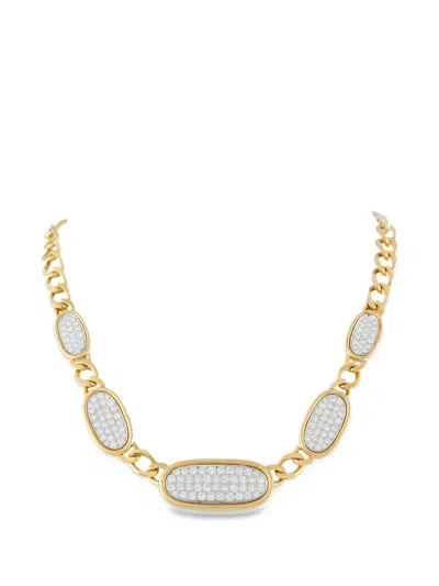Pre-owned David Webb Diamond Curb-link Necklace In Gold