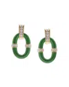 David Webb Diamond Enamel Oval Link Earrings In 18k Yellow Gold & Platinum In Green