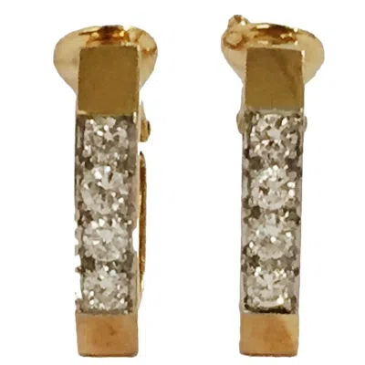 Pre-owned David Webb Diamond Gold Hoop Earrings In Multi