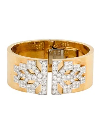 Pre-owned David Webb Diamond Hinged Cuff Bracelet, 5.75" In Multicolor