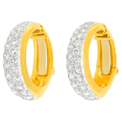 Pre-owned David Webb Diamond Hoop Earrings In Multi