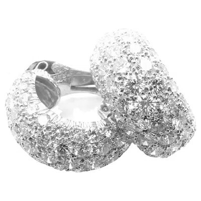 Pre-owned David Webb Diamond Platinum White Gold Hoop Earrings