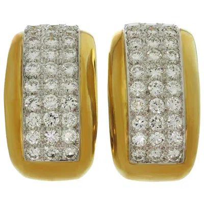 Pre-owned David Webb Diamond Platinum Yellow Gold Clip-on Earrings