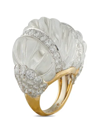 Pre-owned David Webb Diamond Rock-crystal Ring In White