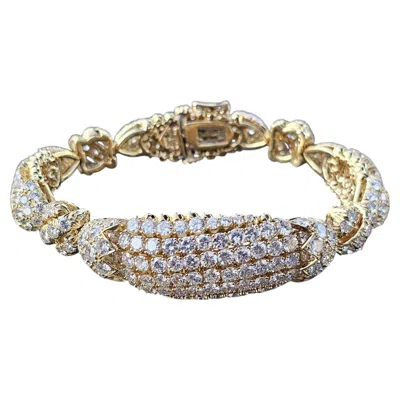 Pre-owned David Webb Diamond Tennis Bracelet 18k Yellow Gold ~19.3ctw 45g Semi Flex Bangle