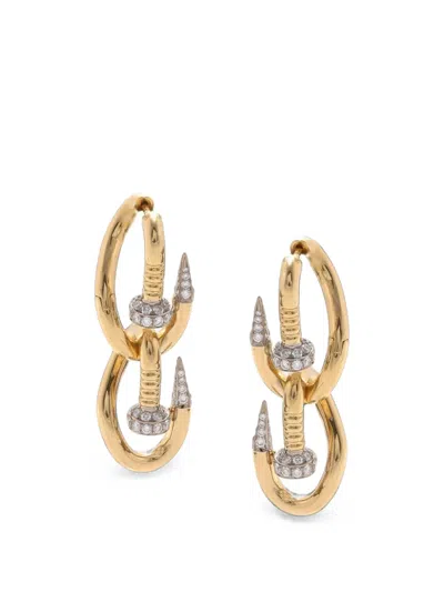 David Webb Double Bent Nail Diamond Earrings In Gold