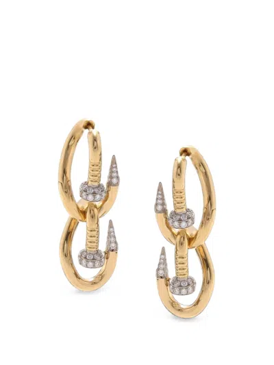 David Webb Double Bent Nail Diamond Earrings In Gold