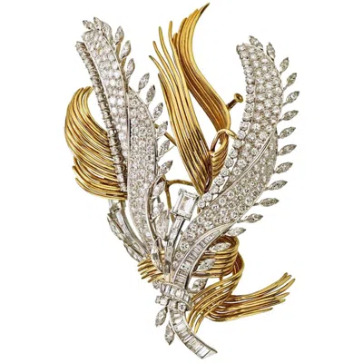 Pre-owned David Webb Double Clip Diamond Convertible Vintage Brooch In Multi