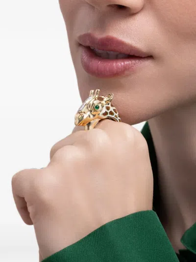 David Webb Emerald And Diamond Ring In Gold
