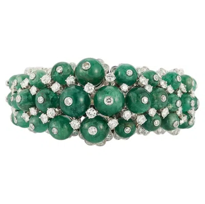 Pre-owned David Webb Emerald Bangle Bracelet In Green