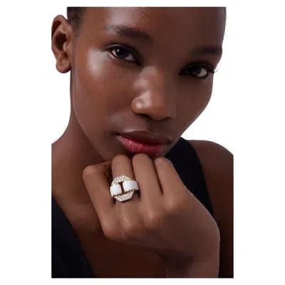 Pre-owned David Webb Enamel, 18k & Platinum Tire Ring Signed With A  Certificate In Multiple
