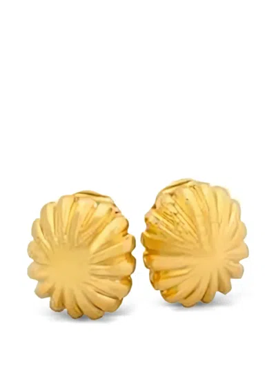 David Webb Fluted Dome Earrings In Gold