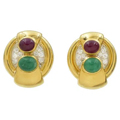 Pre-owned David Webb Gemstone And Diamond Earrings In Multiple