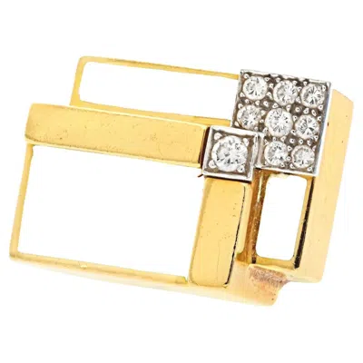 Pre-owned David Webb Geometric White Enamel Diamond Cocktail Ring
