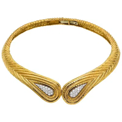 Pre-owned David Webb Gold Diamond Platinum Vintage Necklace In Multi