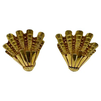 Pre-owned David Webb Gold Earrings, Vintage Shell Earrings In Multi
