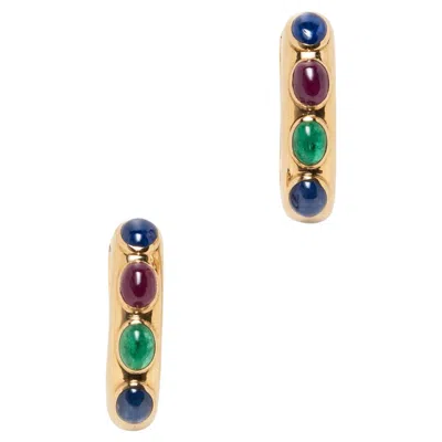Pre-owned David Webb Gold Multi-gem Ear Clips