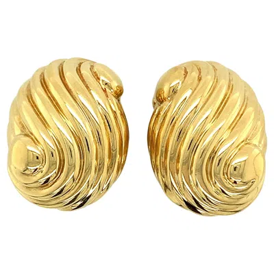 Pre-owned David Webb Gold Swirl Ear Clips In Multi