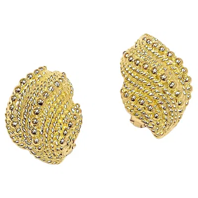 Pre-owned David Webb Gold Woven Twist Ear Clips By  In Multi
