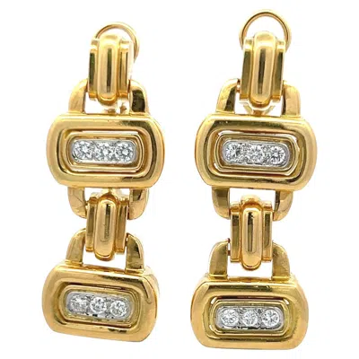 Pre-owned David Webb G/vs1 Diamond Link Drop Earrings In 18k Yellow Gold