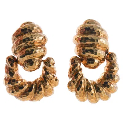 Pre-owned David Webb Hammered Gold Doorknocker Earrings In Multi