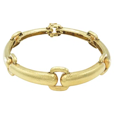 Pre-owned David Webb Hammered Gold Station Chocker Necklace In Multi