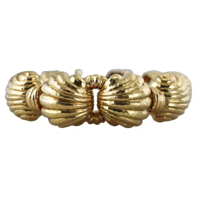Pre-owned David Webb Hand Hammered Finish Yellow Gold Chunky Bracelet