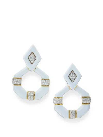 David Webb Irving Place Diamond And Enamel Earrings In Green