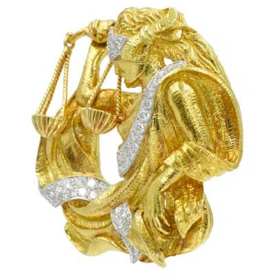 Pre-owned David Webb "lady Justice" Brooch In Multi