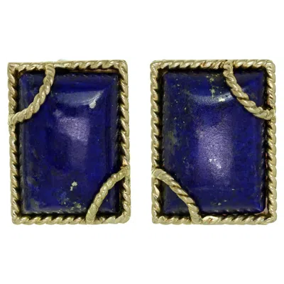 Pre-owned David Webb Lapis Lazuli Yellow Gold Clip-on Earrings