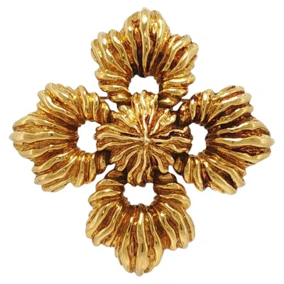 Pre-owned David Webb Large  18k Yellow Gold Convertible Floral Brooch Pendant