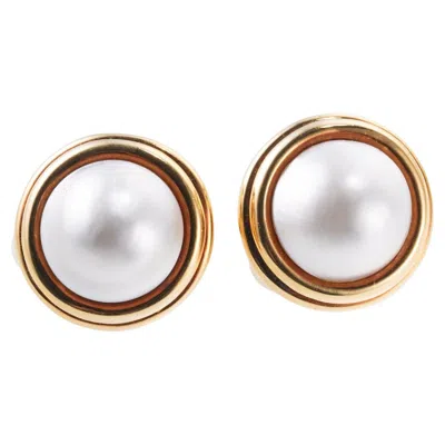 Pre-owned David Webb Mabe Pearl Gold Large Earrings In Multi