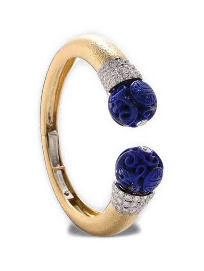 David Webb Magellan Diamond And Lapis Lazuli Cuff Bracelet In Gold
