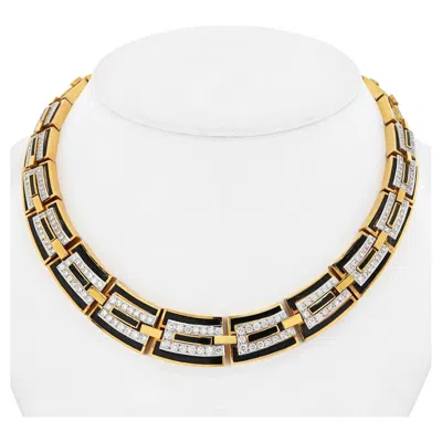 Pre-owned David Webb Manhattan Minimalism Parthenon Black Enamel Necklace