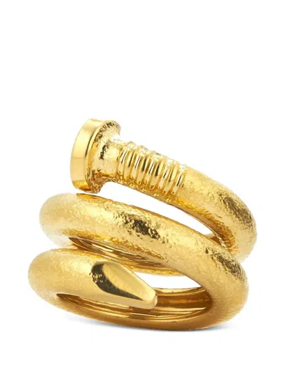 David Webb Nail Hammered-finish Ring In Gold