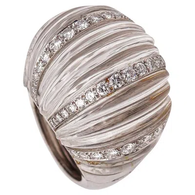 Pre-owned David Webb New York Bombe Rock Quartz Cocktail Ring Platinum 3.92 Cts Diamonds In Multi