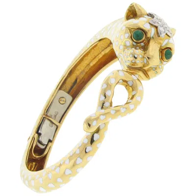 Pre-owned David Webb Panther Bangle 18 Karat Yellow Gold