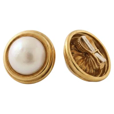 Pre-owned David Webb Pearl 18k Yellow Gold Clip-on Earrings