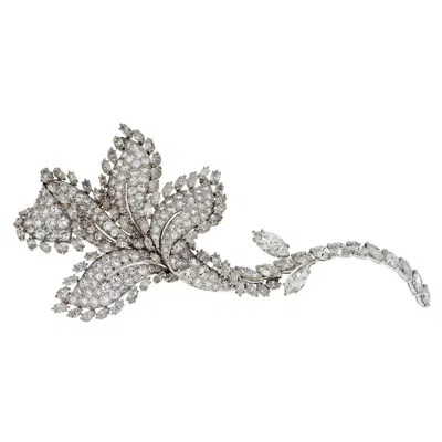 Pre-owned David Webb Platinum 18.92 Cts Diamond Flower Brooch In Multi