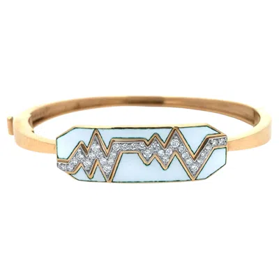 Pre-owned David Webb , Platinum 18k Gold Enamel Diamond Bangle In Multiple