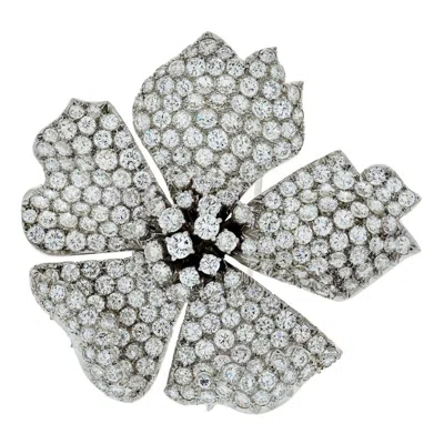 Pre-owned David Webb Platinum 19 Carat Round Diamond Flower Brooch In Multi