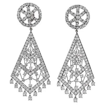 Pre-owned David Webb Platinum 36 Carats Diamond Chandelier Earrings In Multi
