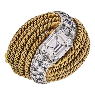 Pre-owned David Webb Platinum & 18k Yellow Gold 2.13 Carat Emerald Cut Turban Diamond Ring