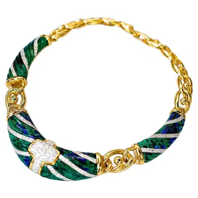 Pre-owned David Webb Platinum & 18k Yellow Gold Dinner Roll Necklace