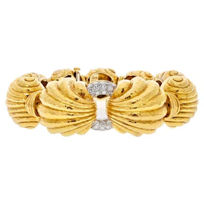 Pre-owned David Webb Platinum & 18k Yellow Gold Escargot Fluted Round Gold Link Bracelet