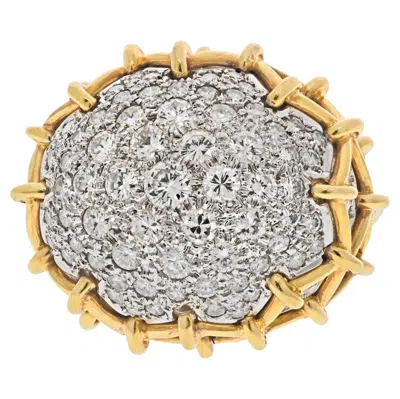 Pre-owned David Webb Platinum & 18k Yellow Gold Geodesic Dome Diamond Ring