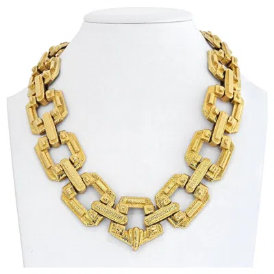 Pre-owned David Webb Platinum & 18k Yellow Gold Large Ancient World Open Link Necklace