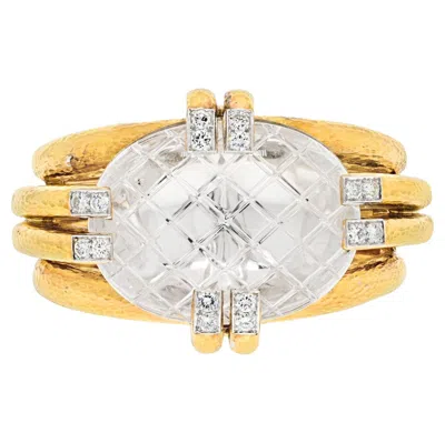 Pre-owned David Webb Platinum & 18k Yellow Gold Notre Dame Rock Crystal Bracelet