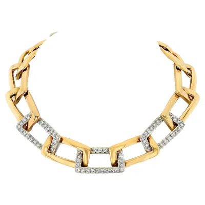 Pre-owned David Webb Platinum & 18k Yellow Gold Open Link Collar Necklace