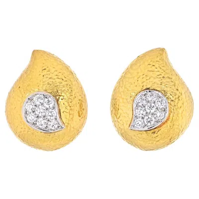Pre-owned David Webb Platinum & 18k Yellow Gold Paisley Diamond Earrings